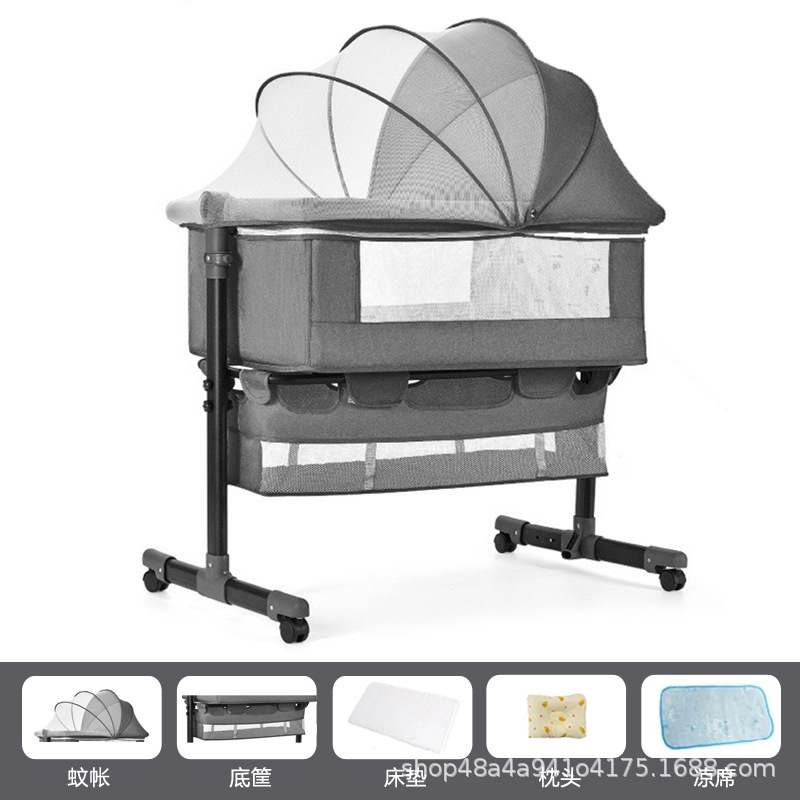 Cama multifuncional para recién nacidos, cama grande, cama para bebés, cuna plegable, elevación móvil y portátil image 31