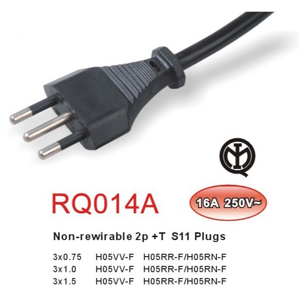 厂家供应意大利电源线三芯意大利标准插头电源线c13c14电源线