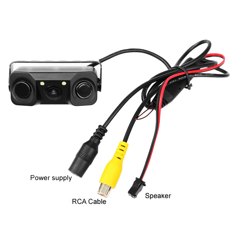 Integrated Reversing Camera System with Smart Reversing Radar, No-Drill Installation, Three-In-One Camera, Radar Image, Alarm, and Sound