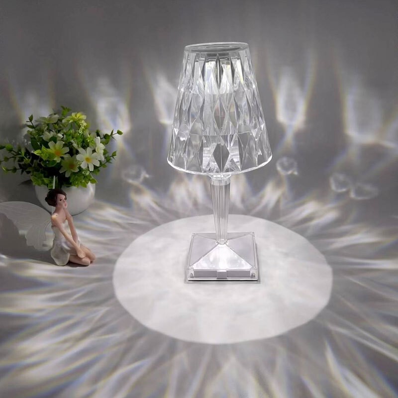 Internet Celebrity Rose Crystal Table Lamp, Light Luxury Atmosphere Lamp, Pat Lamp, High-End Rechargeable Night Light, Cross-Border Creative Table Lamp