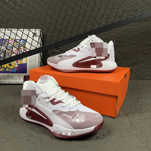 Putian Pure Original Hyperset 2 Low-Top Training Shoes Support Shock-Absorbing Sports Shoes White and Red Men's Casual Basketball Shoes
