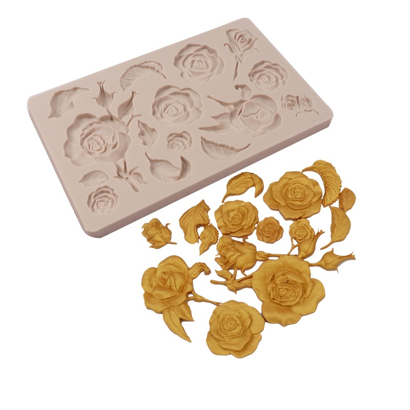 Molde de pastel Rosa fondant molde de silicona DIY epoxi molde decoración de la torta molde de chocolate