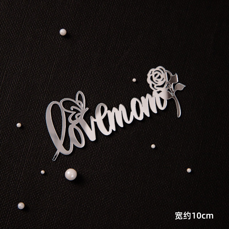 2025 Día de la Madre Gota de agua Diamante Corona Pastel Decoración Adornos Vista trasera Madre Acrílico Plug-in Mariposa Vestir