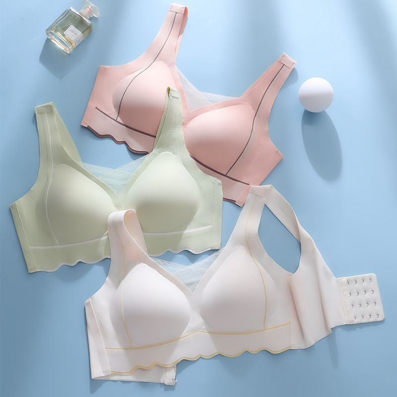 New seamless tube top wireless underwear bra non-magnetic medium thin comfortable push up vest bra four breasted