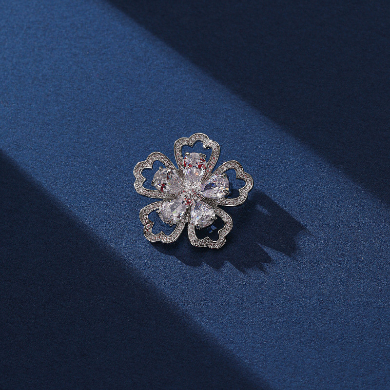 Elegante Schneeflocken Brosche Mit Zirkonia Und Perle Für Damen_voghion.com