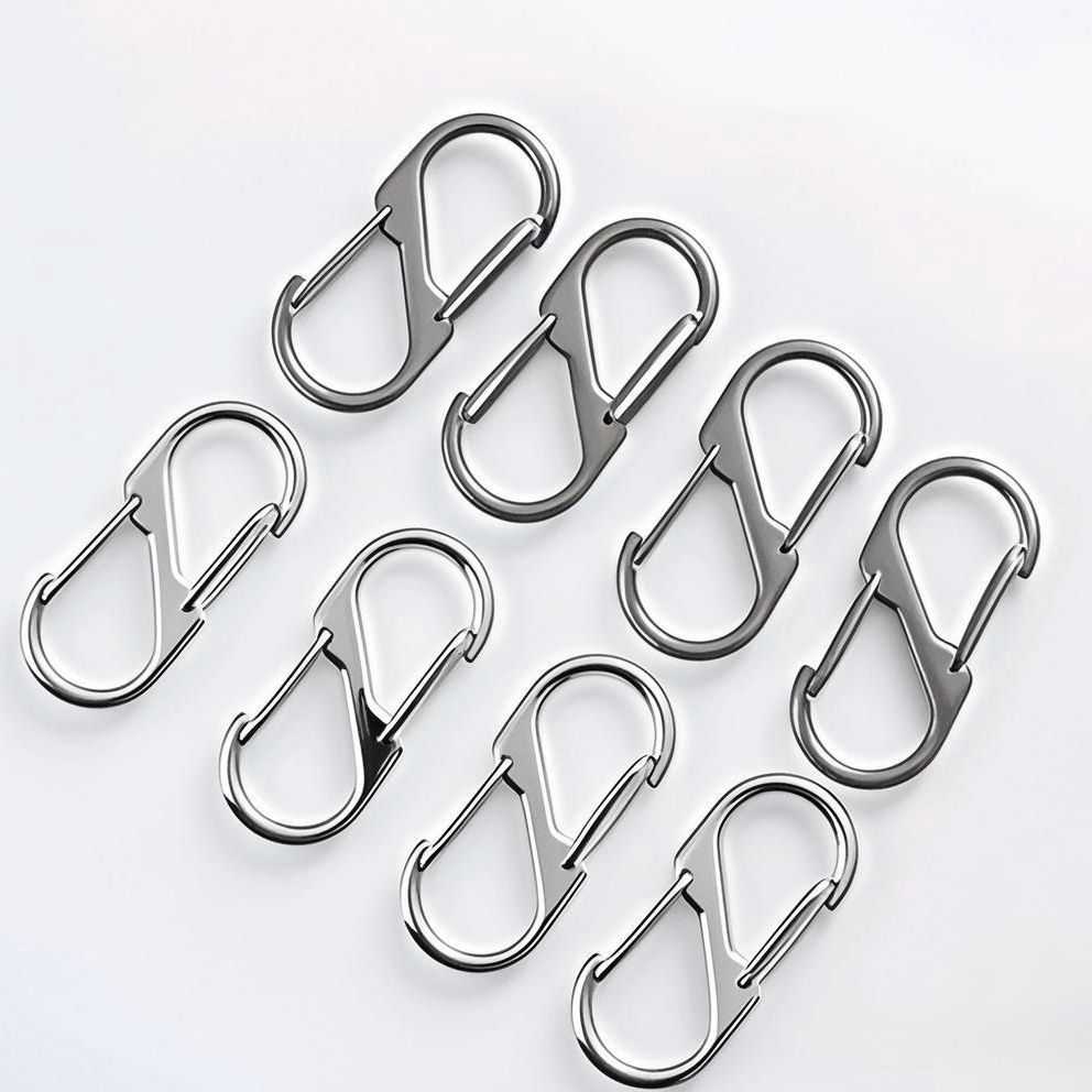 Two-Way Hanging Buckle S-Hook Carabiner Zinc Alloy Outdoor Figure-Eight Buckle Spring Buckle Bag Accessory Luggage Quick-Hook Keychain