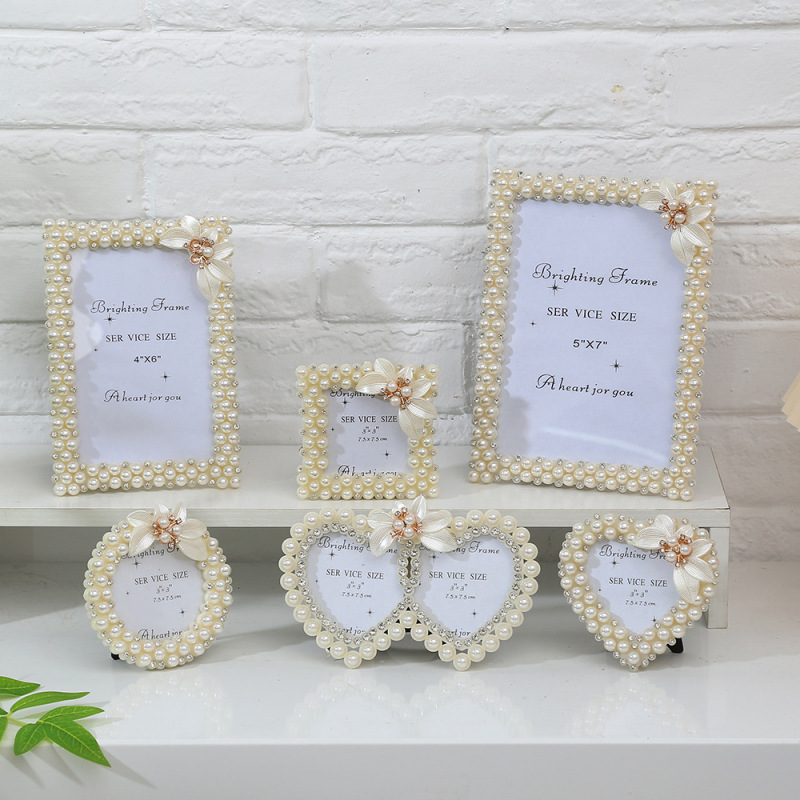1076 Cross-Border DIY Pearl Dragonfly Flower 3 Inches 6 Inches 7 Inches 8 Inches 10 Inches Complete Size Couple Wedding Photo Frame