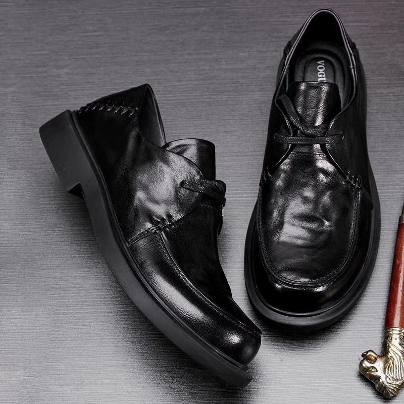 Мужская обувь 2024 летом новая кожаная плоская повседневная кожаная обувь мужская педаль бизнес мягкая подошва дышащая обувь