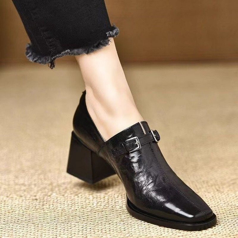 Women's Flats, High-Bottom, Comfortable and Not Tiring for Small People, High Heels, Versatile Scoop Shoes for Work Clothing, 2025 Spring & Fall New Styles