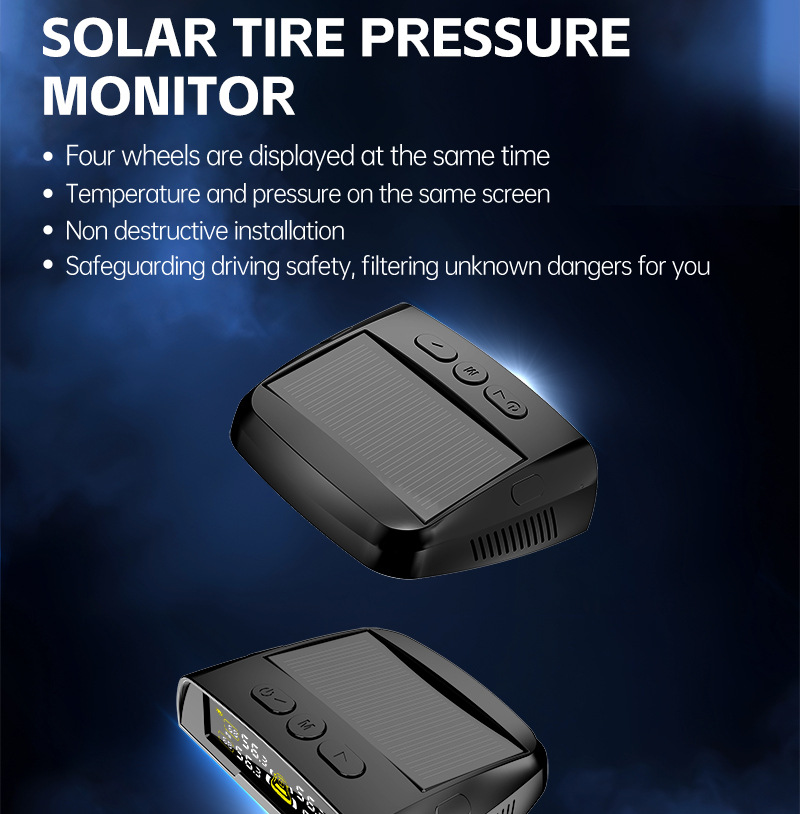 T22 Built-In Tire Pressure Monitor, External Universal Tire Detection Device for Cars, Wireless Solar-Powered Tire Pressure Monitor