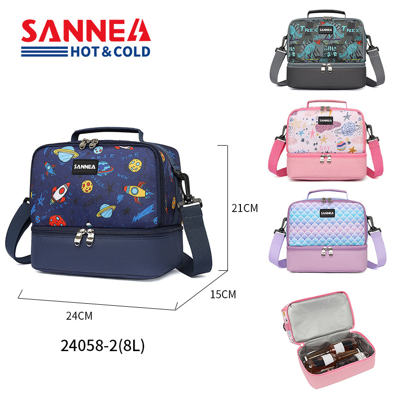 Sanneng Cartoon Dinosaur Shoulder Lunch Bag Children's Portable Lunch Bag Student Ice Bag Outdoor Picnic Insulated Bag