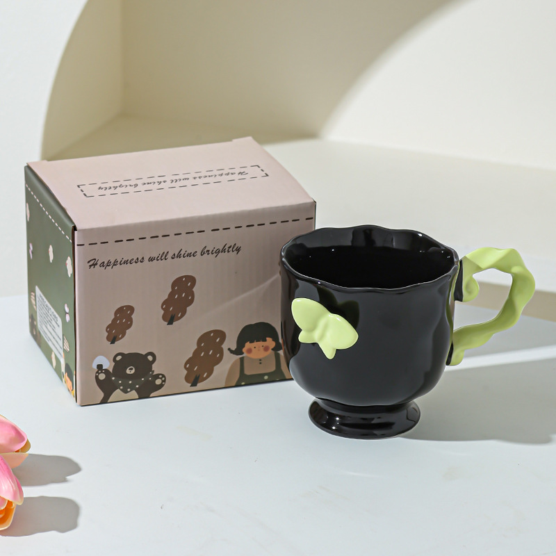 Taza de mariposa tridimensional de diseño de personalidad retrógrado medieval taza de café de chicas taza de marca regalo de bodas de compañía