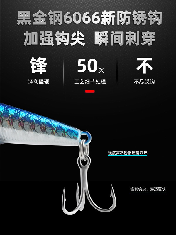 黑金钢防锈钩远投悬停悬浮米诺路亚饵死飞响珠仿生硬饵假鱼饵|undefined