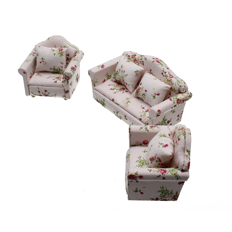 Мебель для кукольного домика, диван, игрушка двойная, масштаб 1:12