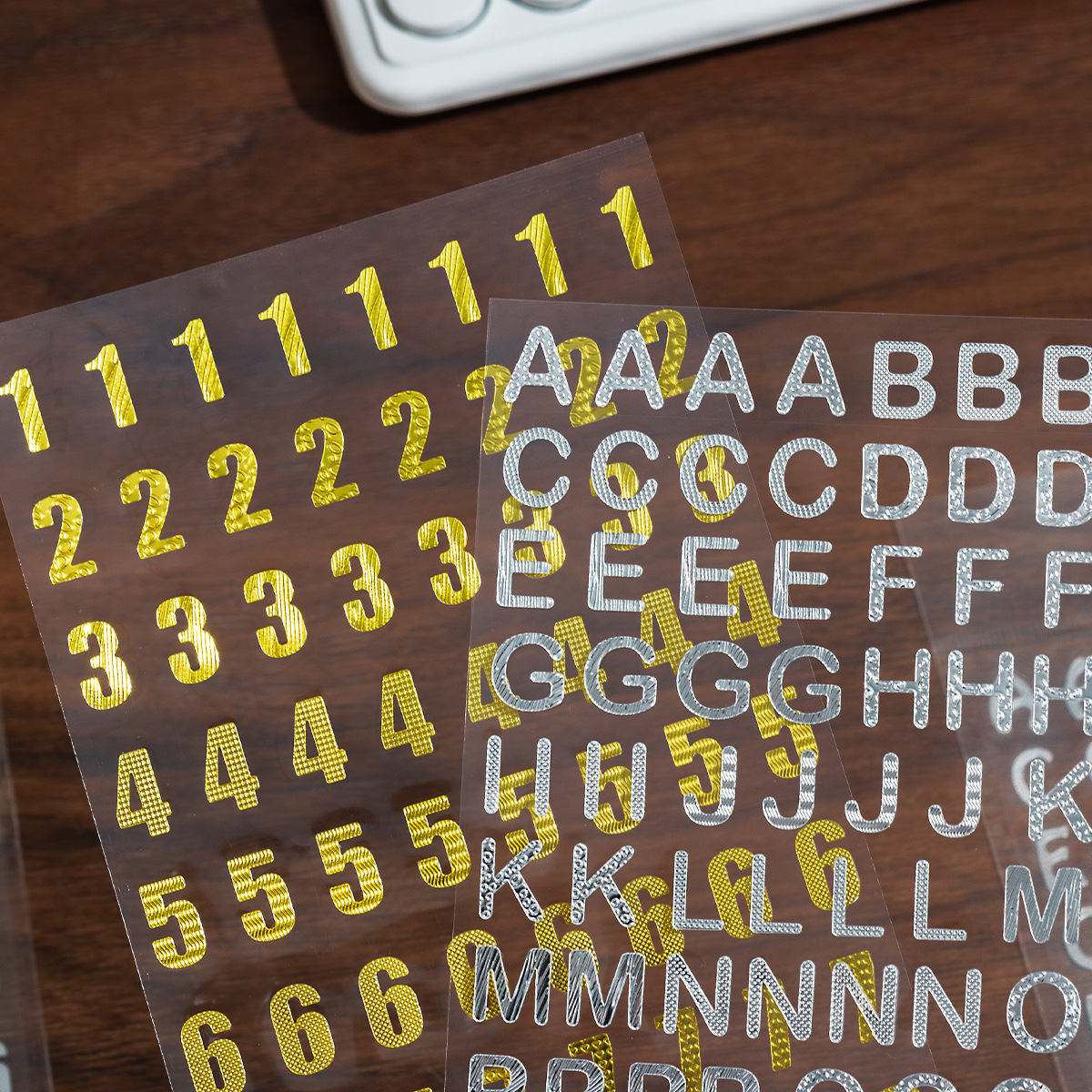 Calcomanías de Letras y Números Dorados de Papel para Álbumes y Manualidades