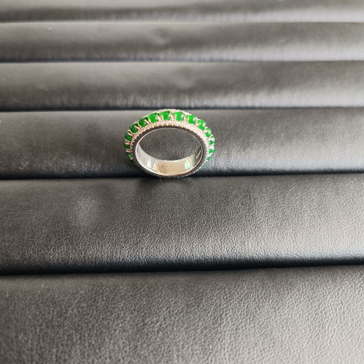 【发货快】首单直降新款天然玉石翡翠A货冰阳绿时来运转戒指可做