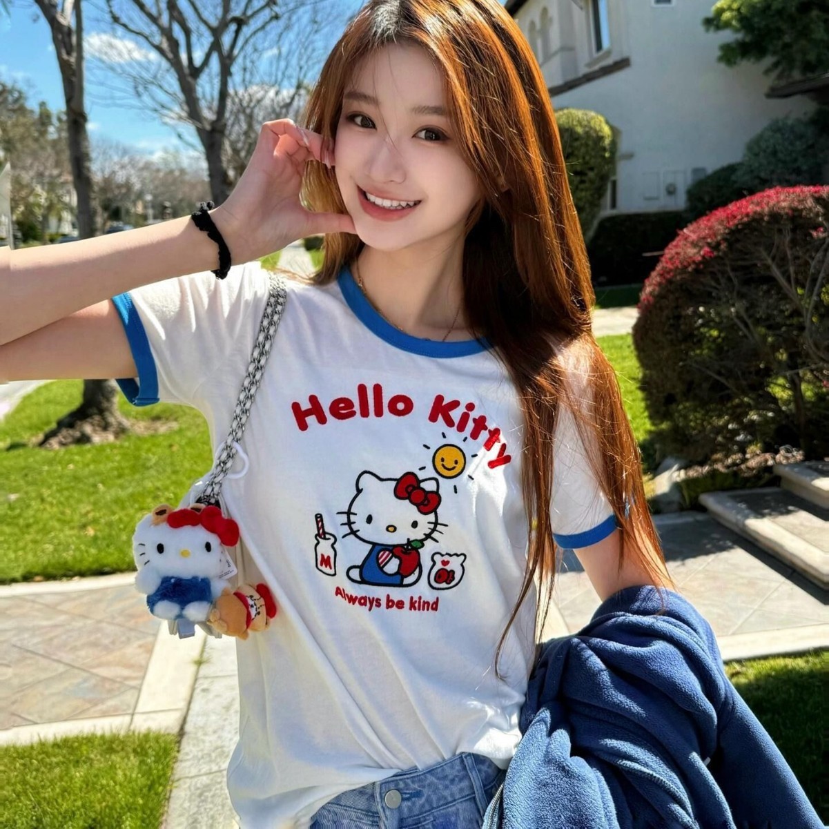 短袖t恤女装凯蒂猫夏季时尚百搭设计感小众别致圆领学生休闲上衣