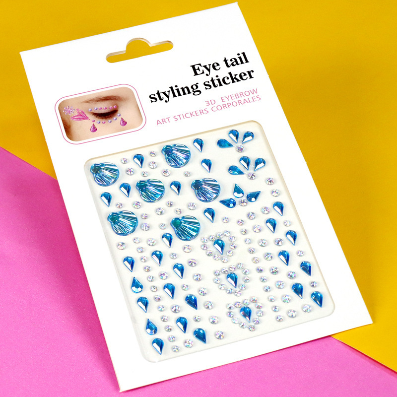 Pegatinas de Pedrería para Maquillaje Facial y Ojos de Resina Autoadhesivo Brillante para Maquillaje Facial y Ojos