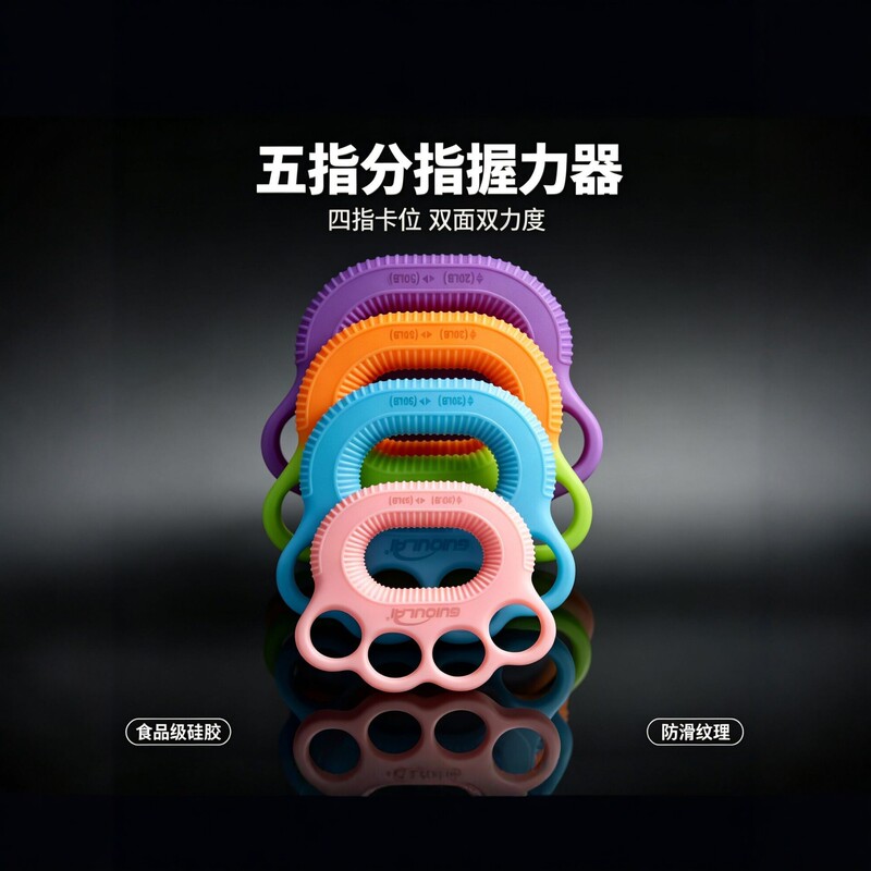 Silicone finger grip strength trainer, five-finger training rehabilitation fitness equipment for home use, hand strength exercise grip ring for men and women Silicone finger grip strength trainer, five-finger training rehabilitation fitness equipment for home use, hand strength exercise grip ring for men and women