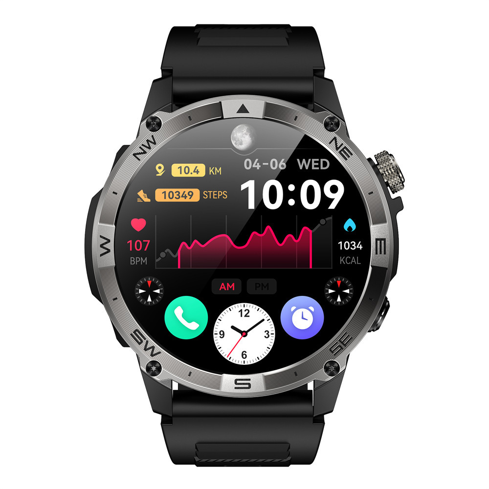 HK08 reloj inteligente Bluetooth llamada frecuencia cardíaca presión arterial oxígeno salud altitud presión barométrica brújula GPS multi movimiento