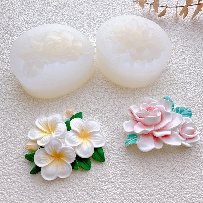 Gardenia flor huevo molde de silicona hecho a mano decoración la torta yeso masa epoxi aromaterapia vela Accesorios