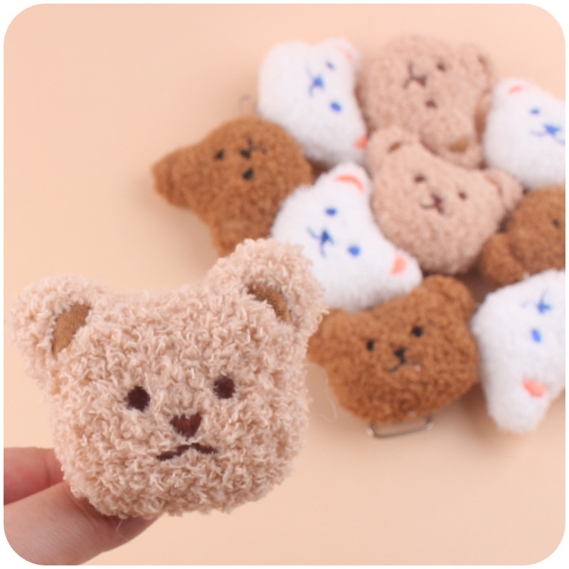 Nuevo bebé suministros felpa DIY oso cabeza chupete clip calmante bebé oso cabeza clip pezón anti-gota cadena Accesorios