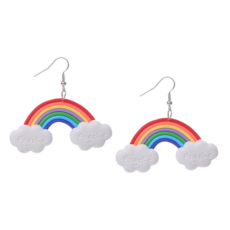 Cute Rainbow Soft Clay Earrings display picture 6