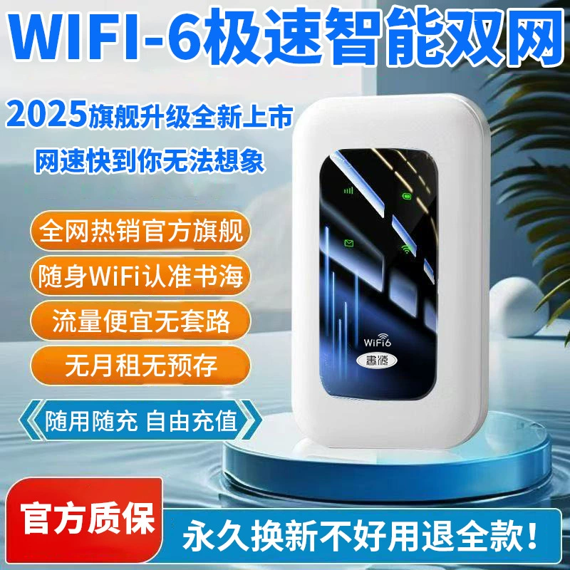 Портативный мобильный Wi‑Fi точка доступа 2025, WiFi6, ум переключение между двумя сетями, компактный 0.228 кг