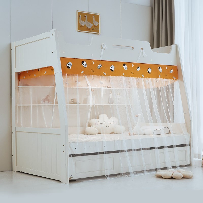 New Bunk Bed Mosquito Net Lower Bunk Double Door Mosquito Net Bookshelf Ladder Household Double-Layer Children's Bed High and Low Bunk Bed