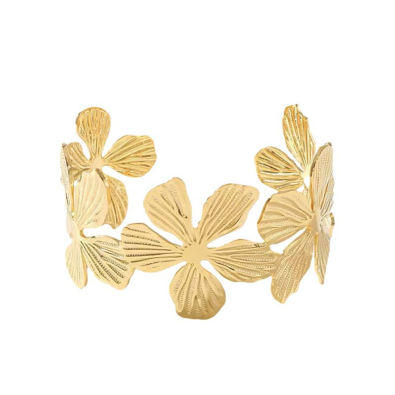 Europa y los Estados Unidos explotaron pulseras de flores de moda personalidad femenina de apertura retro empalme diseño ancho nicho de diseño de joyas