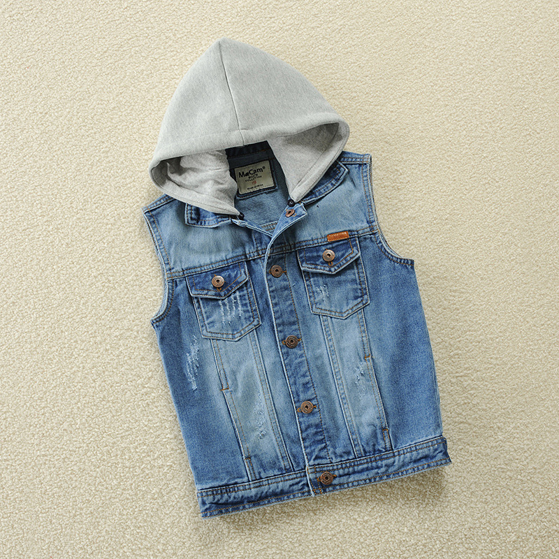 2021 primavera y otoño nueva ropa de los niños Chaleco de mezclilla chaqueta de los niños casual europeos y americanos de los niños medio y grandes Chaleco de los niños
