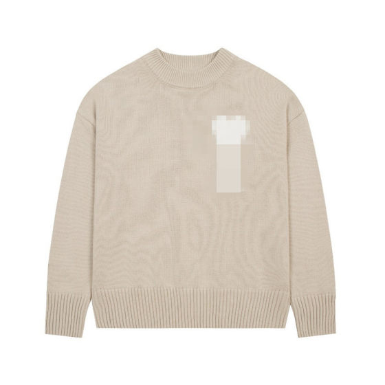 Solid Color Love Letter Korean Style Jacquard Knitted Long-sleeved Sweater Loose Casual All-match Round Neck Couple Top