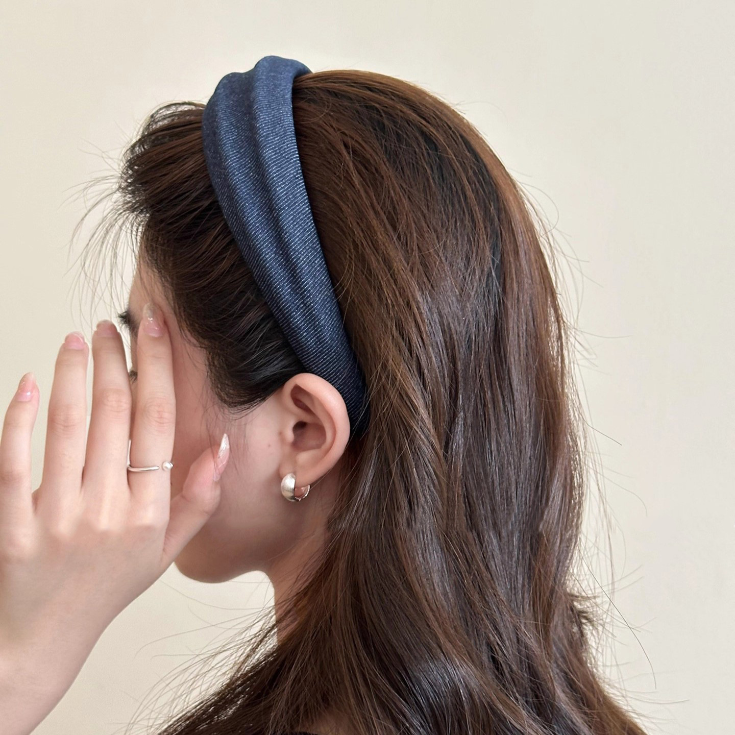 F116-2 # Navy blue denim headband