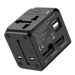 Global Travel Adapter with 2.4A Current Multi-Function Plug with Dual USB Ports
