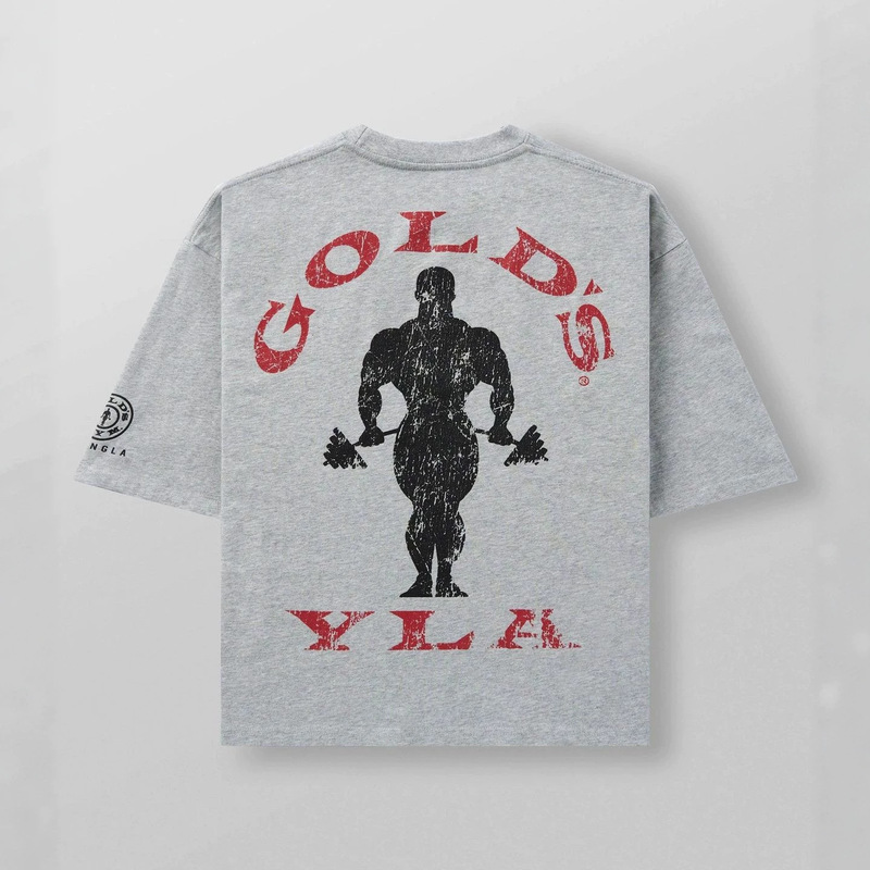 Youngla Co-Branded Gold's New Men's Short-Sleeved Jogger Sports Fitness Cotton Large Size Loose Short T-Shirt