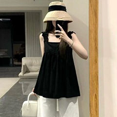 フレンチハイエンド気質スーツ女性のための夏の2025新しいスタイルのノースリーブトップとハイウエストワイドレッグパンツの2点セット