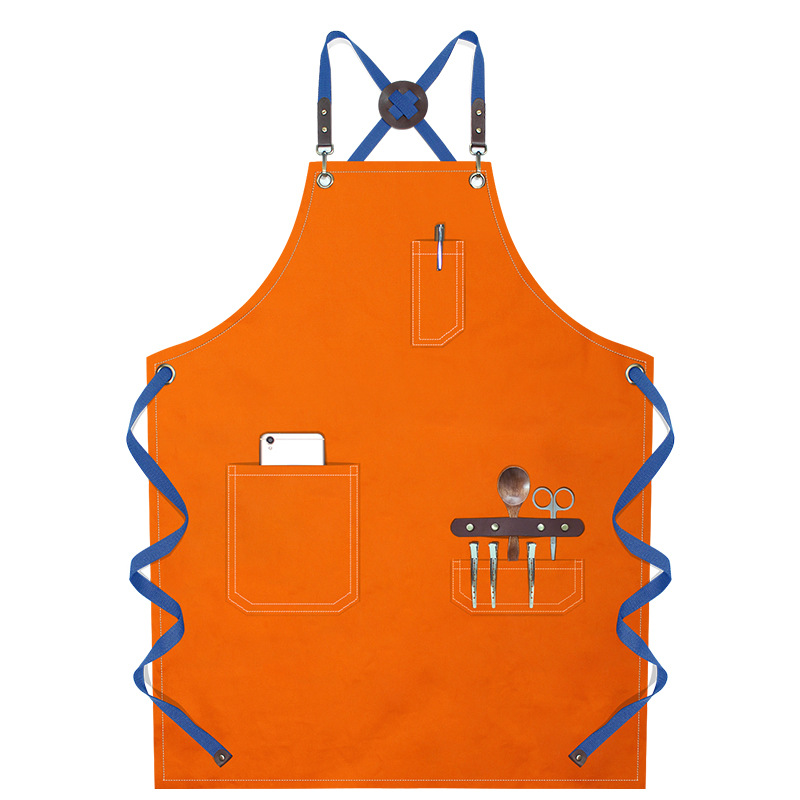Transfronterizos Amazon canvas delantal logo personalizado moderno minimalista correa de moda barista delantal de ropa de trabajo