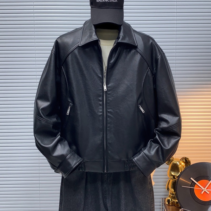 新款原创设计男士休闲高品质极简新国标90白鸭绒皮衣羽绒服75536