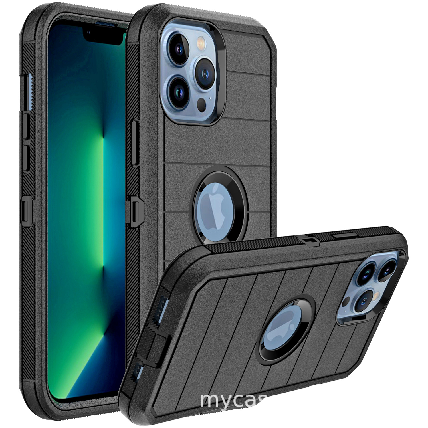 Aplicable a IPHONE 15 tres en uno Carcasa protectora de robot rayado tres en uno con clip trasero