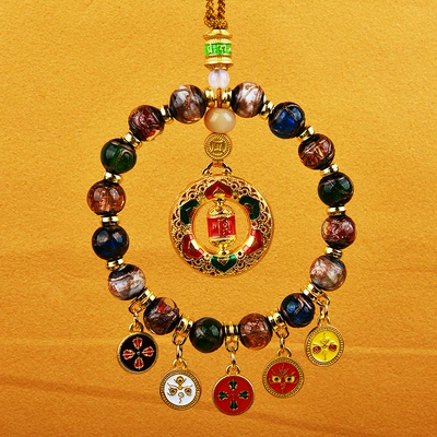 Car hanging: 2025 Explosions Yellow God of Wealth - the-five-way-god-of-wealth-with-fragrant-ash-glaze-six-character-maxim