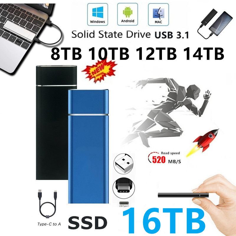 外置移动硬盘SSD 4TB 2TB 1TB移动固态硬盘M.2TYPE-C接口跨境专供