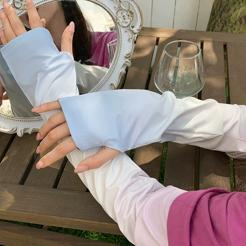 Silk sleeves, travel set for cycling, light and thin breathable protection sleeve, gradient, sun protection, UV protection, loose fit
