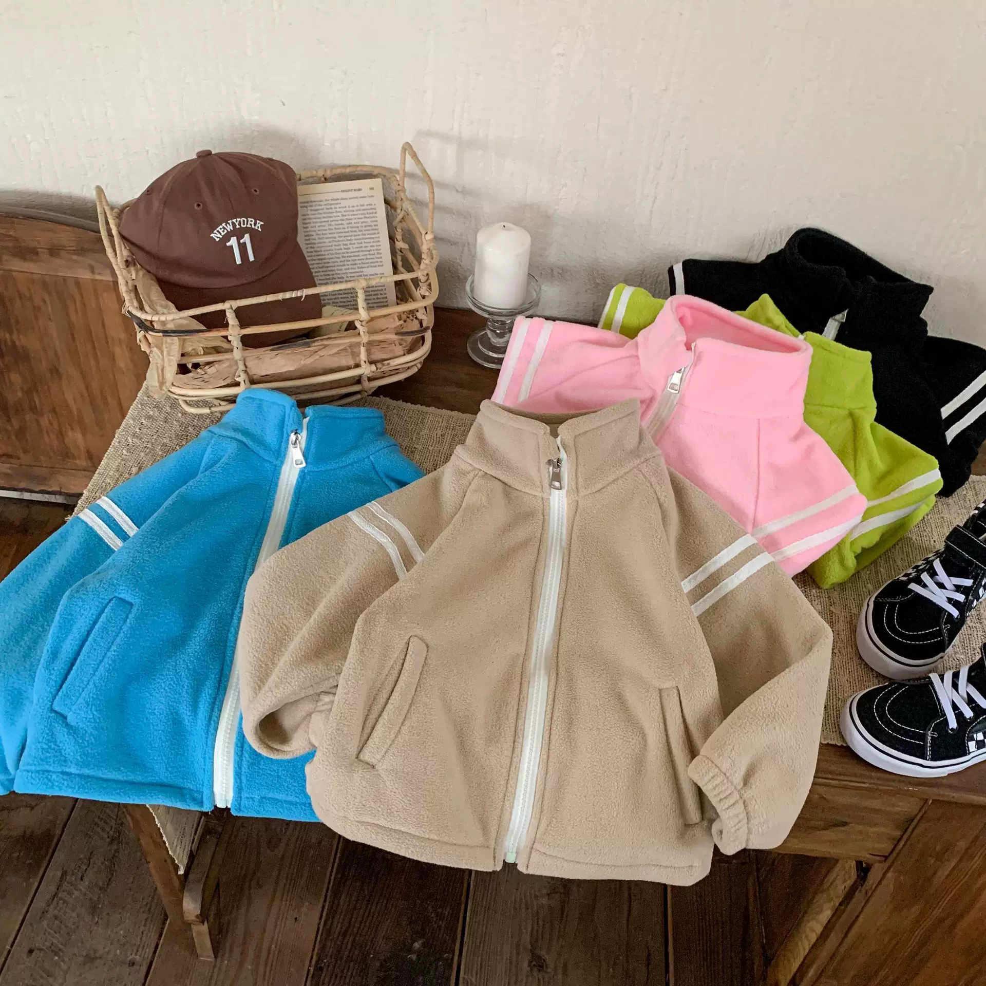 儿童外套摇粒绒秋冬男童女童双面绒立领拉链衫中大童开衫童装批发