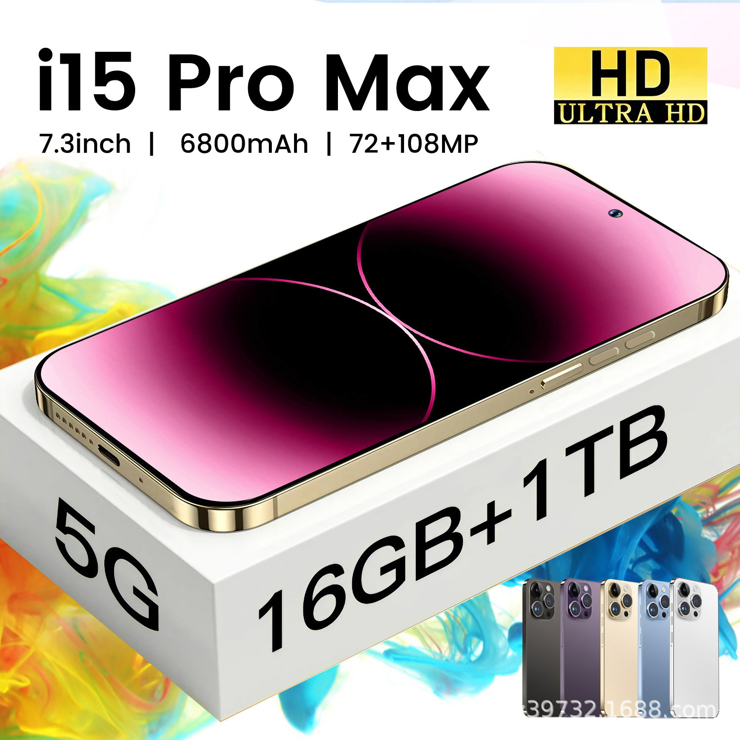 Cross-Border Export Mobile Phone I15 Wholesale New 16+1Tb Android Mobile Phone Large Memory Mobile Phone I15Promax