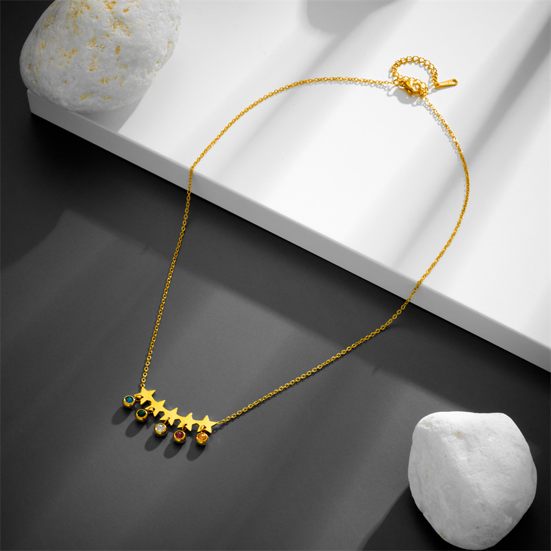 Fashion Star Titanium Steel Plating Inlay Zircon Necklace 1 Piece
