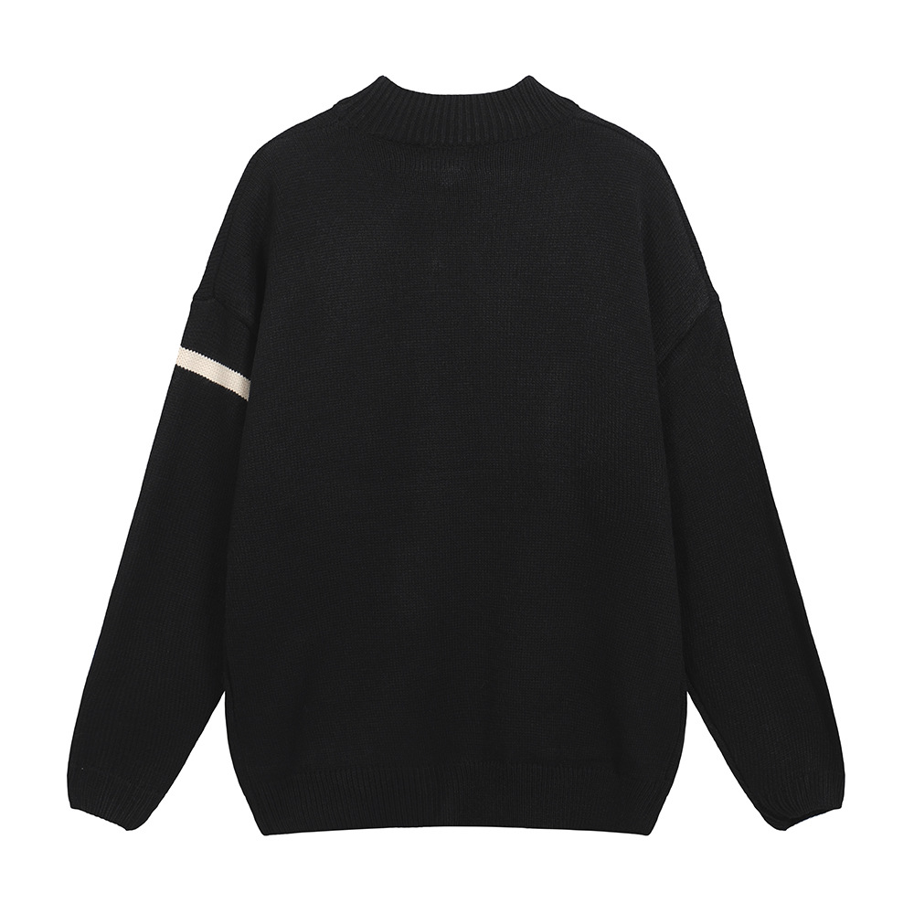 ERD personaje logo Jacquard pequeño cuello alto hombre y mujer suéter casual suelto suéter