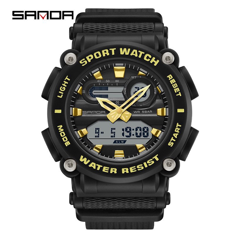 SANDA 3139 reloj electrónico multifuncional deportes al aire libre luminoso impermeable reloj de hombre simple reloj creativo
