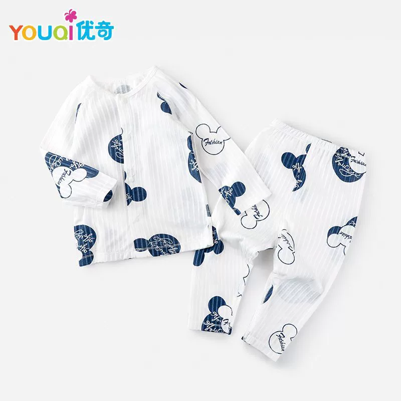 优奇 Летняя детская одежда, детский шелковисто-хлопковый муслин тонкие pijama для мальчиков, коллекция 2021