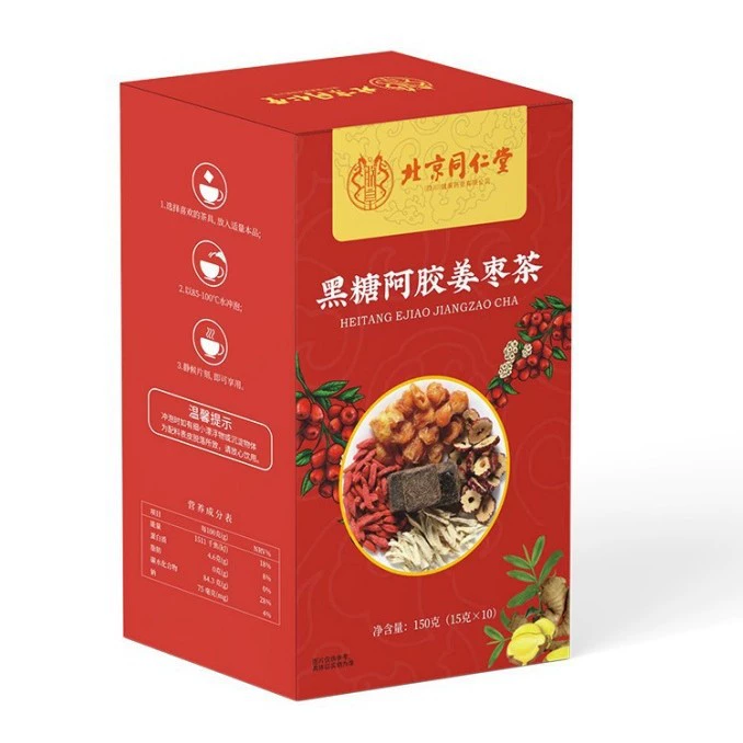 Пекинский чай Tongrentang с коричневым сахаром Ejiao и имбирем и финиками, 150 г/коробка