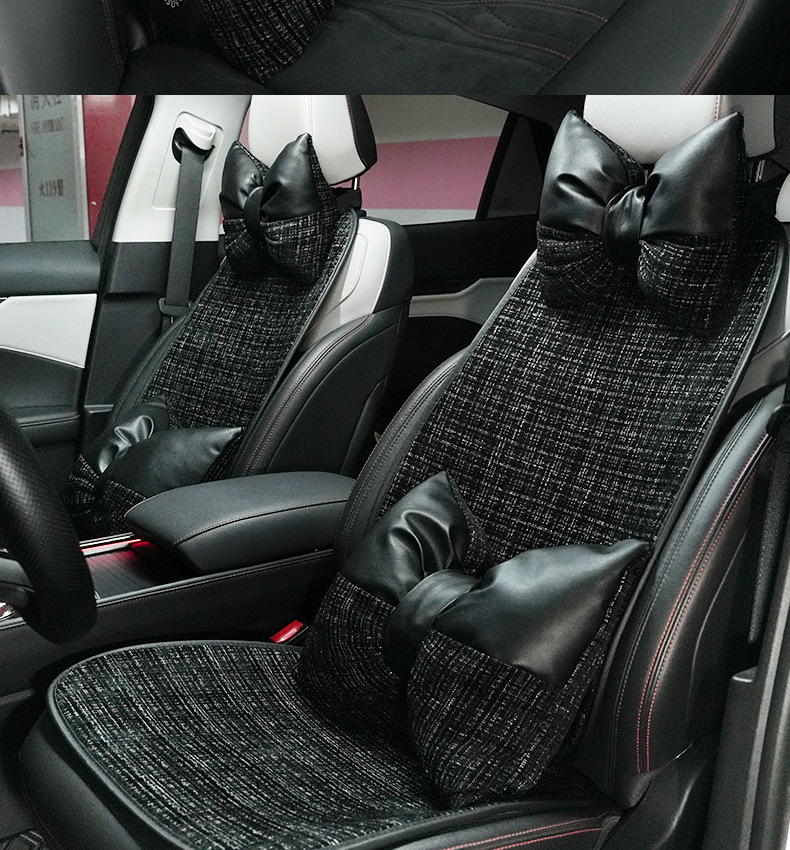 Car headrest lumbar support Chanel style comfortable soft seat neck pillow lumbar cushion four seasons universal car headrest back cushion